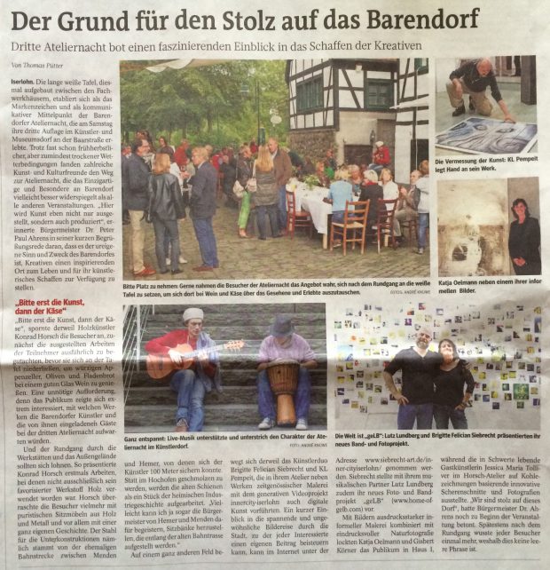 Ateliernacht Barendorf 2014, WAZ