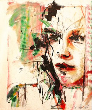 Gemalte Portraits und Ton-Film-Stadt-Collage