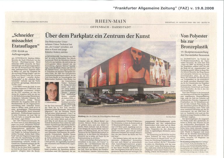 FAZ 2008 Eröffnung ART Center Videor Art Foundation, Frankfurt Rödermark