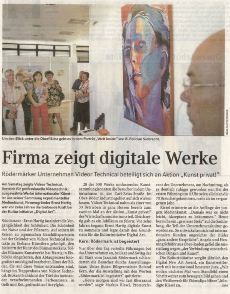 Kunst privat!, Firma zeigt digitale Werke, Frankfurter Rundschau 03.07.2006