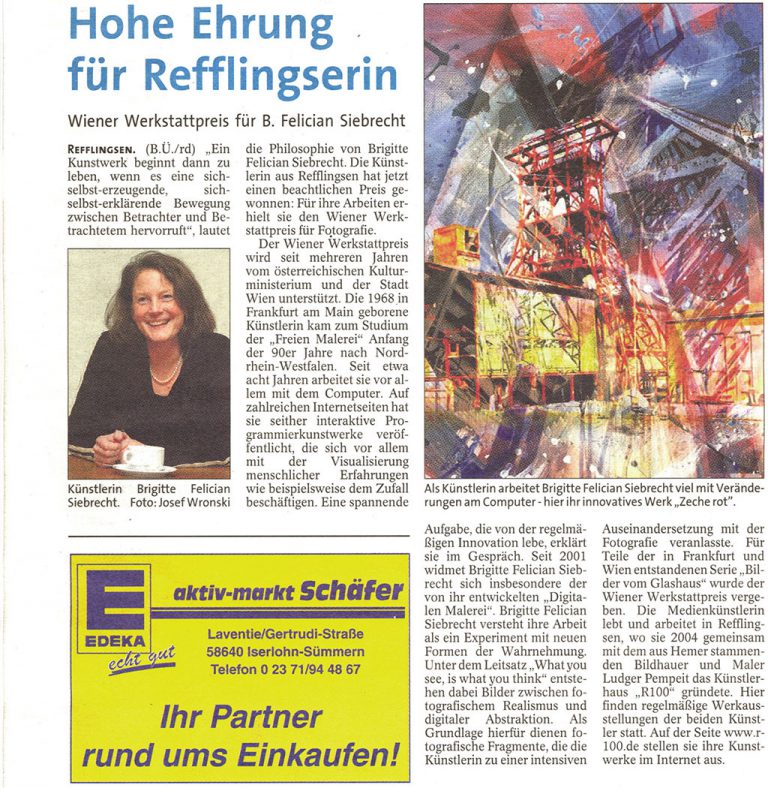 Hauptpreis Fotografie | Wiener Werkstattpreis für Brigitte Felician Siebrecht