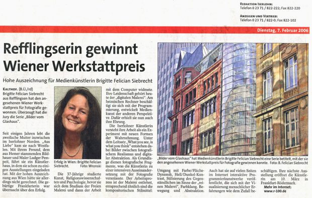 Refflingserin gewinnt Wiener Werkstattpreis, IKZ 2006