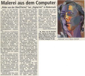 Malerei auf dem Computer, Offenbach Post 04.04.2006