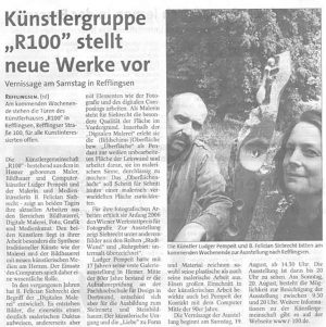 1. Haus-und Atelierausstellung Künstlerhaus R100, Iserlohner Kreisanzeiger