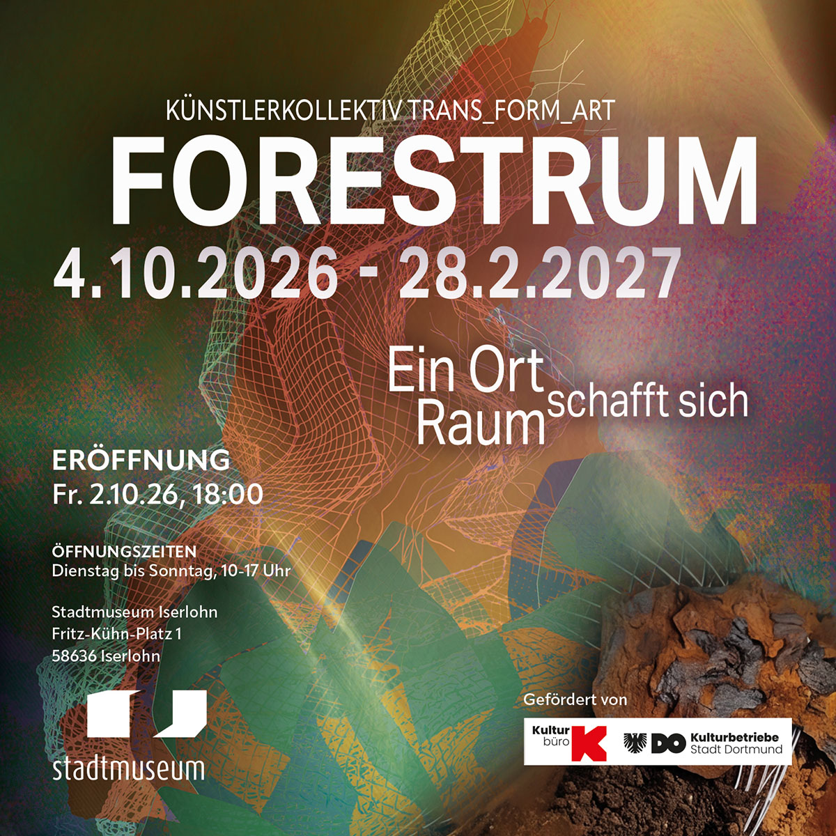 6. – 14.8.2026 „FORESTRUM – Ein Ort schafft sich Raum“ | Stadtmuseum Iserlohn | Eine Rauminstallation von trans_form_art