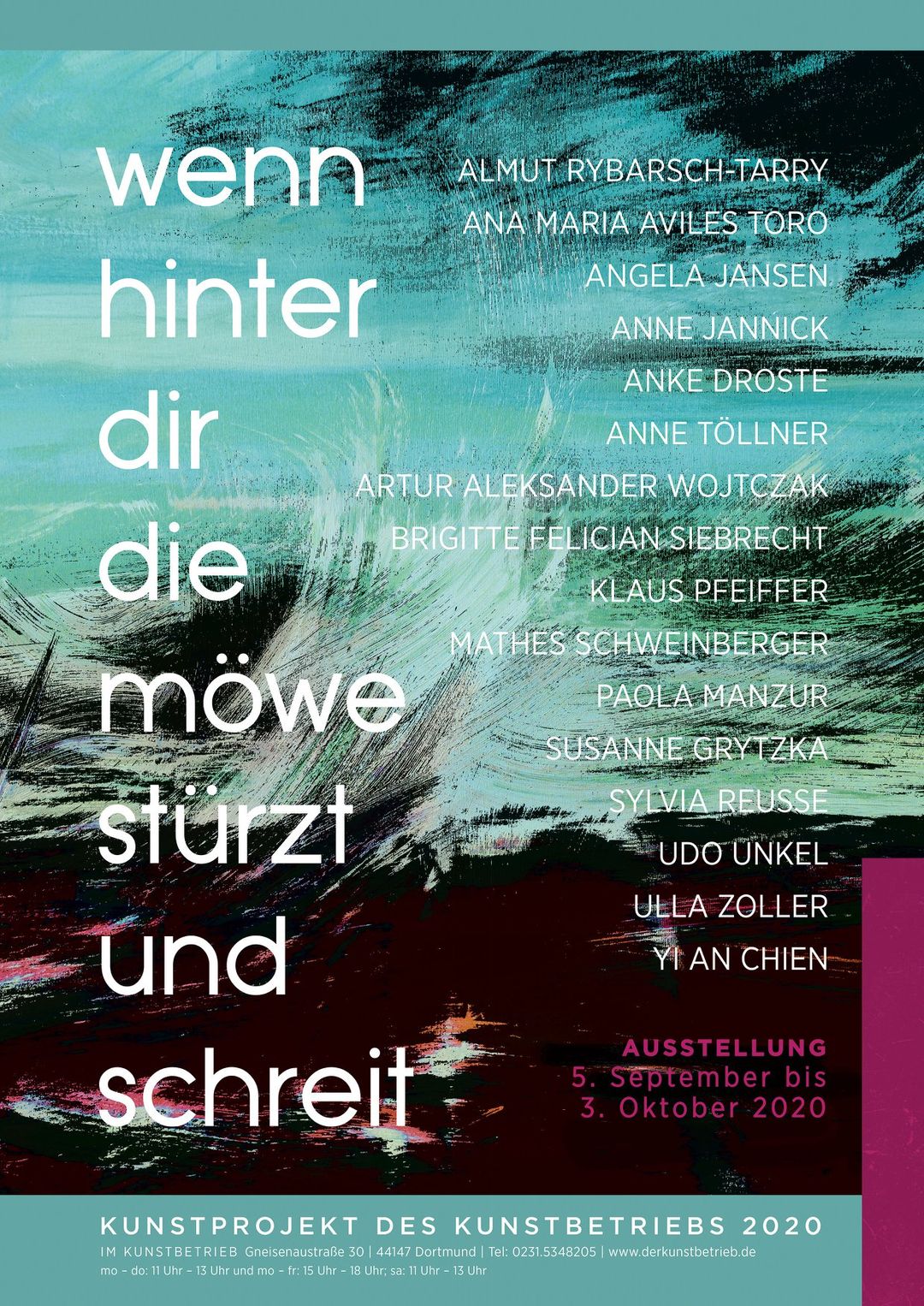 Ausstellung „Wenn hinter dir die möwe stürzt und schreit“ 5.9. – 3.10.2020